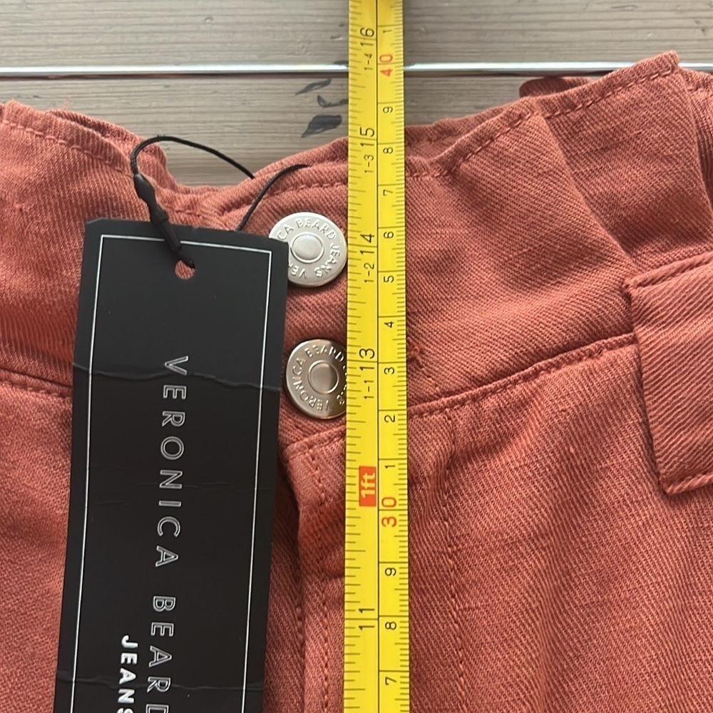 NWT. Veronica Beard Karter Paperbag Linen Blend Crop Pants in Mocha Size 8 - Picture 5 of 9